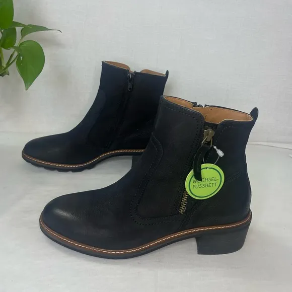 PAUL GREEN‎ DIEGO BOOTIE ZIP MOTO BIKER BLACK NUBUCK BURNISHED ZIP 6 US