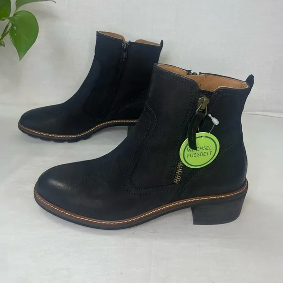 PAUL GREEN‎ DIEGO BOOTIE ZIP MOTO BIKER BLACK NUBUCK BURNISHED ZIP 6 US