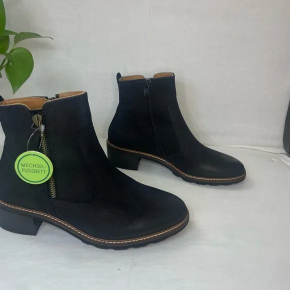 PAUL GREEN‎ DIEGO BOOTIE ZIP MOTO BIKER BLACK NUBUCK BURNISHED ZIP 6 US
