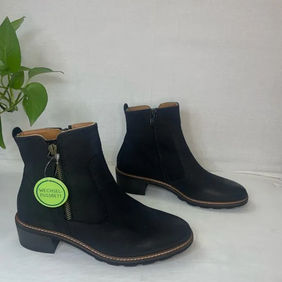 PAUL GREEN‎ DIEGO BOOTIE ZIP MOTO BIKER BLACK NUBUCK BURNISHED ZIP 6 US