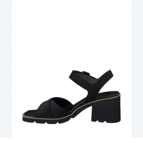 Paul Green Leora Black Leather Block Sandals