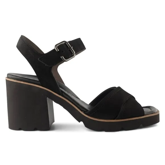 Paul Green Leora Black Leather Block Sandals
