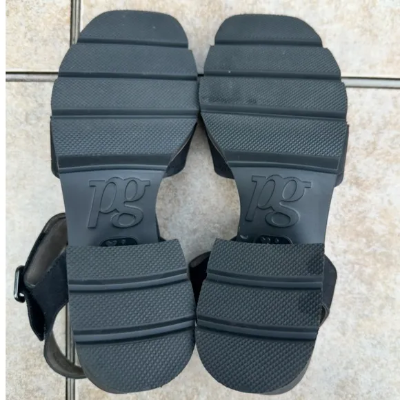 Paul Green Leora Black Leather Block Sandals