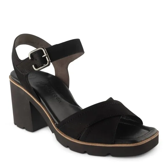 Paul Green Leora Black Leather Block Sandals