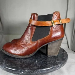 Paul Green Orsen Saddle Brown Leather Ankle Boots Women’s Size 8 US
