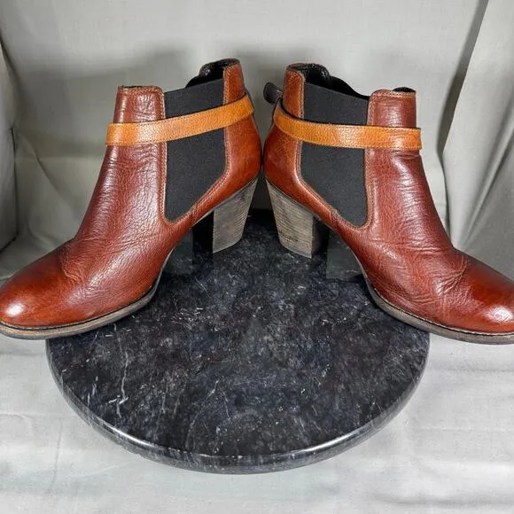 Paul Green Orsen Saddle Brown Leather Ankle Boots Women’s Size 8 US