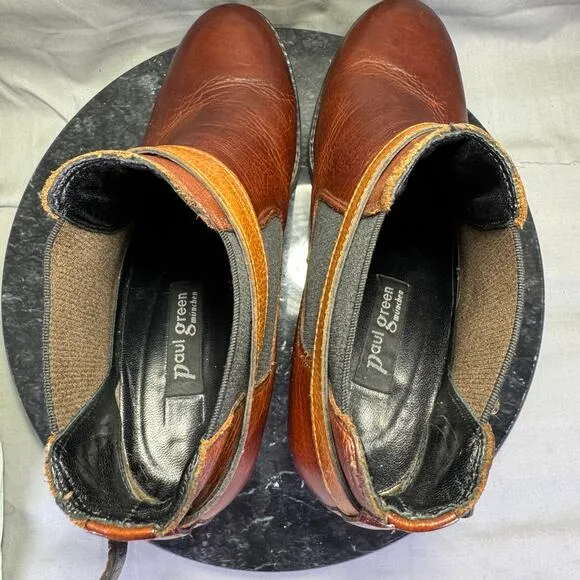 Paul Green Orsen Saddle Brown Leather Ankle Boots Women’s Size 8 US