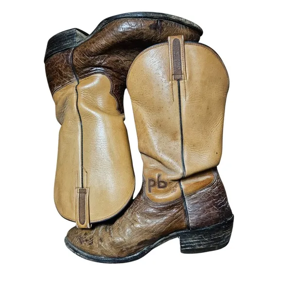 Paul Wheeler Boot Co. Leather Western Boots Two Tone Custom Made 10 D Cowboy