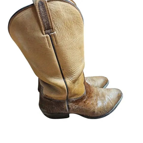 Paul Wheeler Boot Co. Leather Western Boots Two Tone Custom Made 10 D Cowboy