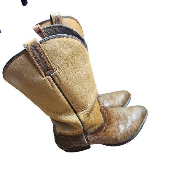 Paul Wheeler Boot Co. Leather Western Boots Two Tone Custom Made 10 D Cowboy