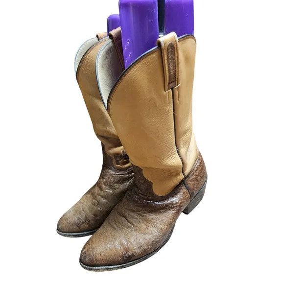 Paul Wheeler Boot Co. Leather Western Boots Two Tone Custom Made 10 D Cowboy