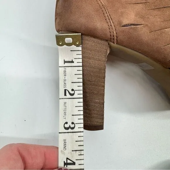 Paul Green Tacey Brown Leather Peep Toe Open Toe Ankle Boots Size US 7.5