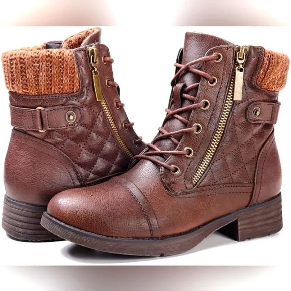 (PB477)  STQ Women's Combat Boots Lace up Ankle Booties Sz 11
