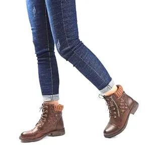 (PB477)  STQ Women's Combat Boots Lace up Ankle Booties Sz 11