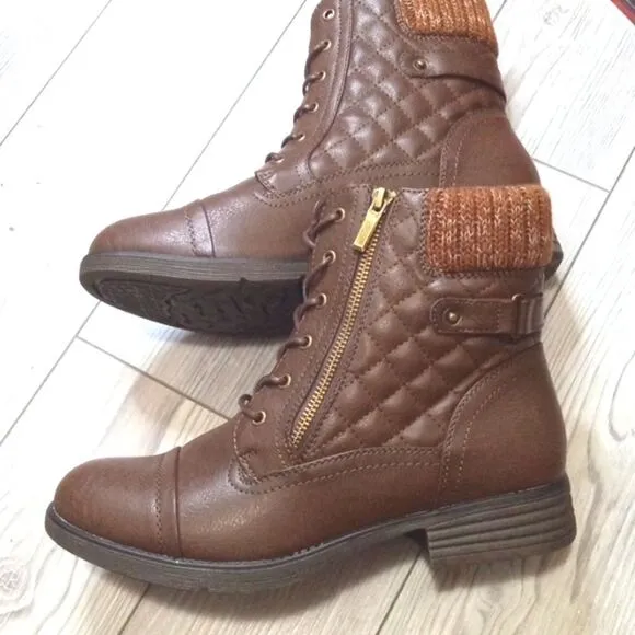 (PB477)  STQ Women's Combat Boots Lace up Ankle Booties Sz 11