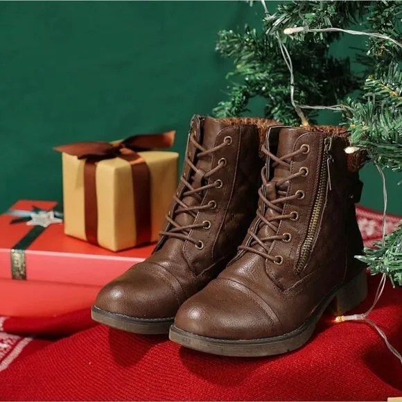 (PB477)  STQ Women's Combat Boots Lace up Ankle Booties Sz 11