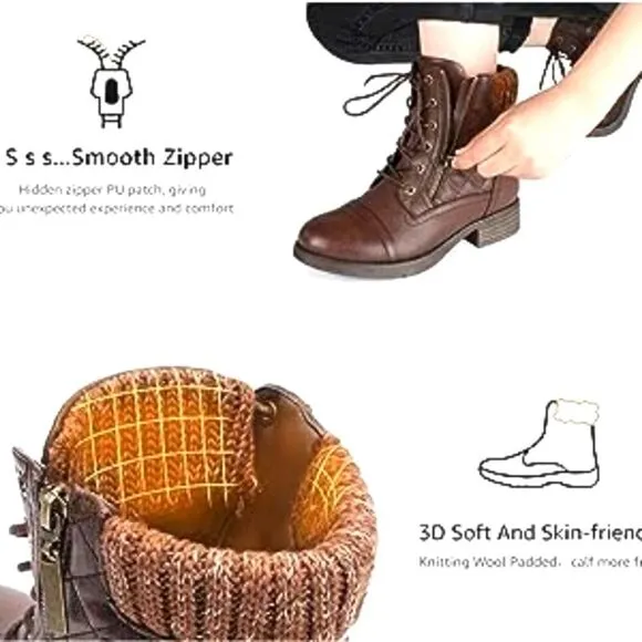 (PB477)  STQ Women's Combat Boots Lace up Ankle Booties Sz 11