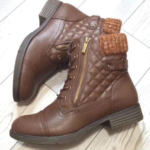 (PB477)  STQ Women's Combat Boots Lace up Ankle Booties Sz 11