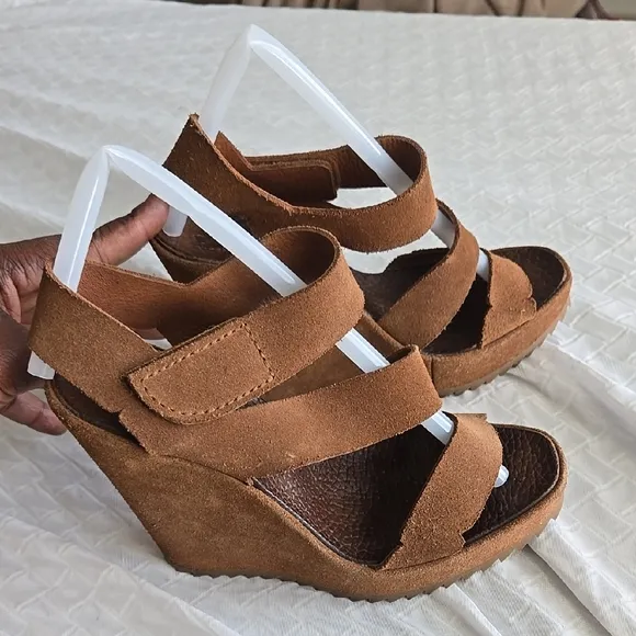 Pedro Garcia Brown Suede Wedges Boho Bohemian Western Summer Shoes