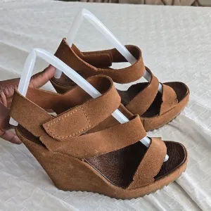 Pedro Garcia Brown Suede Wedges Boho Bohemian Western Summer Shoes