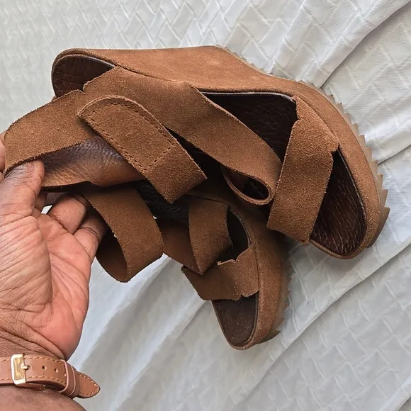 Pedro Garcia Brown Suede Wedges Boho Bohemian Western Summer Shoes