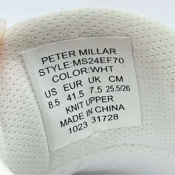 Peter Millar Drift Hybrid Course White Golf Shoes Sneakers Men’s Size 8.5