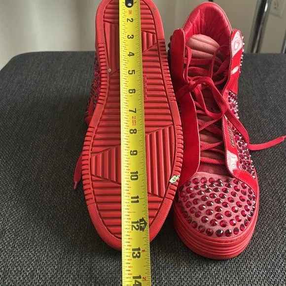 Philipp Plein Red Studded High-Top Sneakers