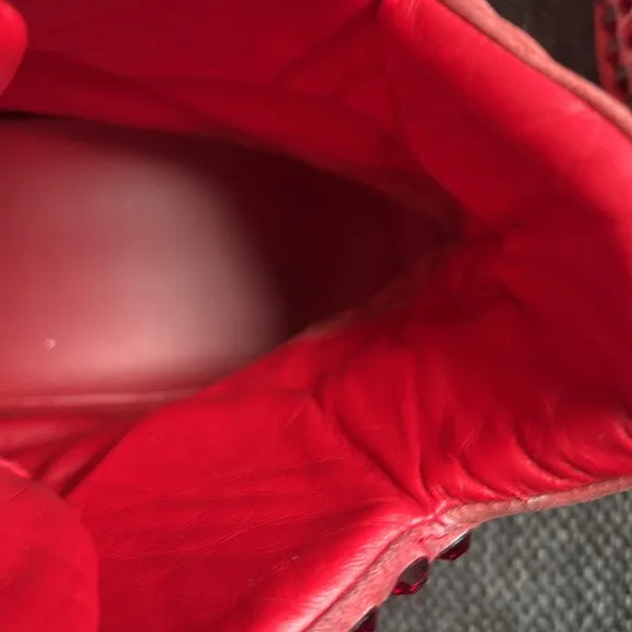 Philipp Plein Red Studded High-Top Sneakers