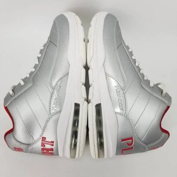 Philipp Plein Sport Equipment 1978 Malone Silver Hi-Top Sneakers Size 8.5