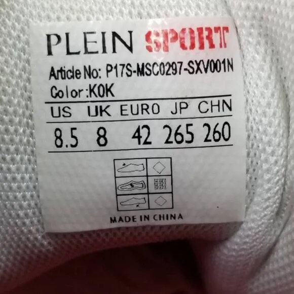 Philipp Plein Sport Equipment 1978 Malone Silver Hi-Top Sneakers Size 8.5