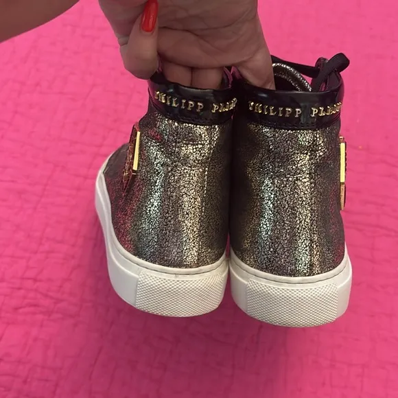 Philipp Plein women Gold High-Top Sneakers, US7