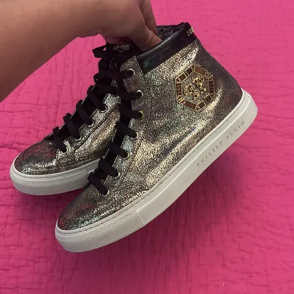 Philipp Plein women Gold High-Top Sneakers, US7