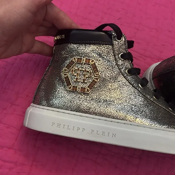 Philipp Plein women Gold High-Top Sneakers, US7