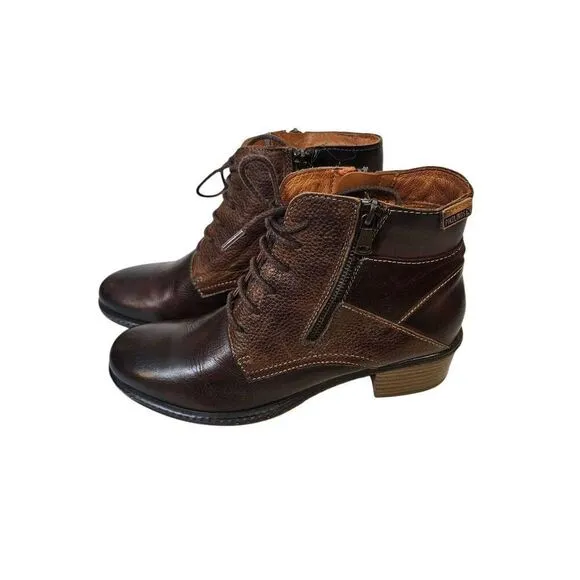 Pikolinos brown 2 tone leather ankle boots.   Size 40 (9).
