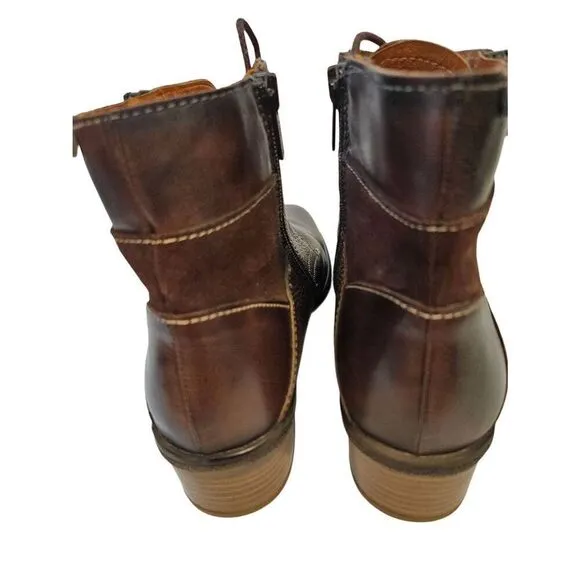 Pikolinos brown 2 tone leather ankle boots.   Size 40 (9).