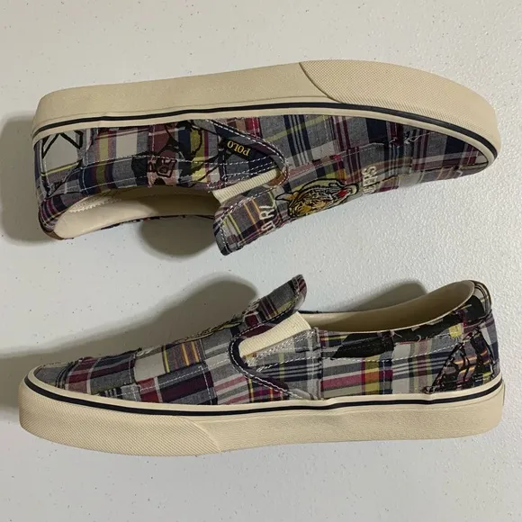 Polo by Ralph Lauren Keaton Slip-On Tiger Plaid Sneaker Shoes-Size 11 NWOT