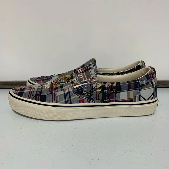 Polo by Ralph Lauren Keaton Slip-On Tiger Plaid Sneaker Shoes-Size 11 NWOT
