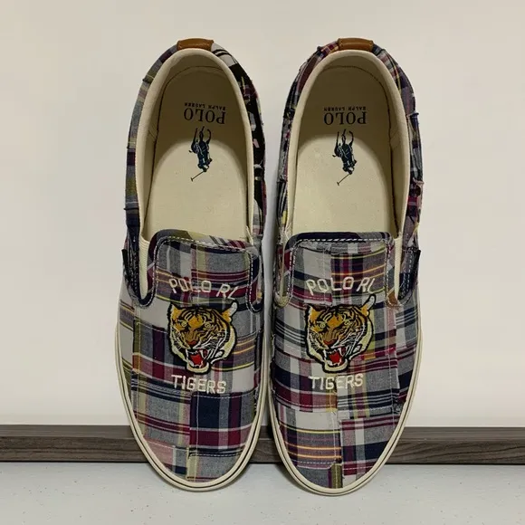 Polo by Ralph Lauren Keaton Slip-On Tiger Plaid Sneaker Shoes-Size 11 NWOT