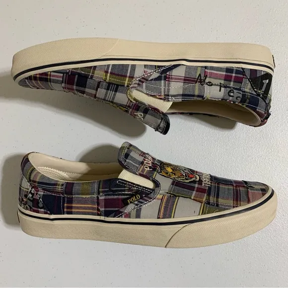 Polo by Ralph Lauren Keaton Slip-On Tiger Plaid Sneaker Shoes-Size 11 NWOT