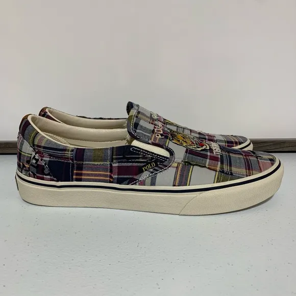 Polo by Ralph Lauren Keaton Slip-On Tiger Plaid Sneaker Shoes-Size 11 NWOT