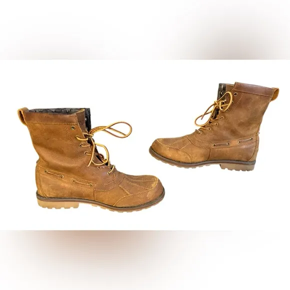 Polo by Ralph Lauren Whitsand Brown Leather Boots with Lace-Up Design Men’s 8.5