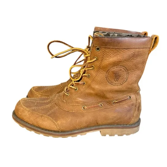 Polo by Ralph Lauren Whitsand Brown Leather Boots with Lace-Up Design Men’s 8.5
