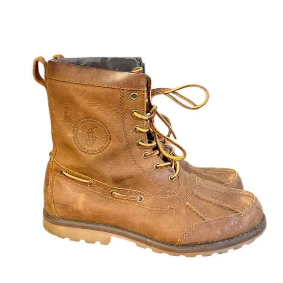 Polo by Ralph Lauren Whitsand Brown Leather Boots with Lace-Up Design Men’s 8.5