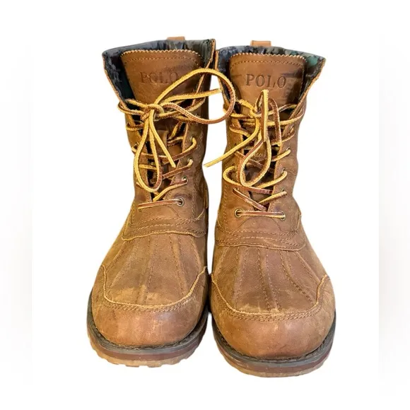 Polo by Ralph Lauren Whitsand Brown Leather Boots with Lace-Up Design Men’s 8.5