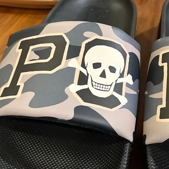 Polo Ralph Lauren Cayson Camo Skull black slides sandals shoes new Mens sizes