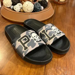 Polo Ralph Lauren Cayson Camo Skull black slides sandals shoes new Mens sizes