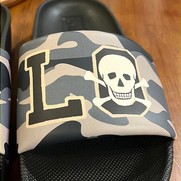 Polo Ralph Lauren Cayson Camo Skull black slides sandals shoes new Mens sizes