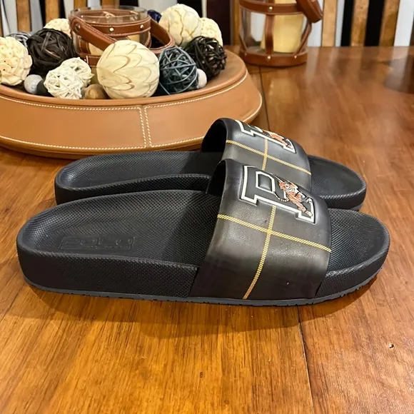 Polo Ralph Lauren Cayson Tartan Tiger slides sandals shoes new Mens size 7