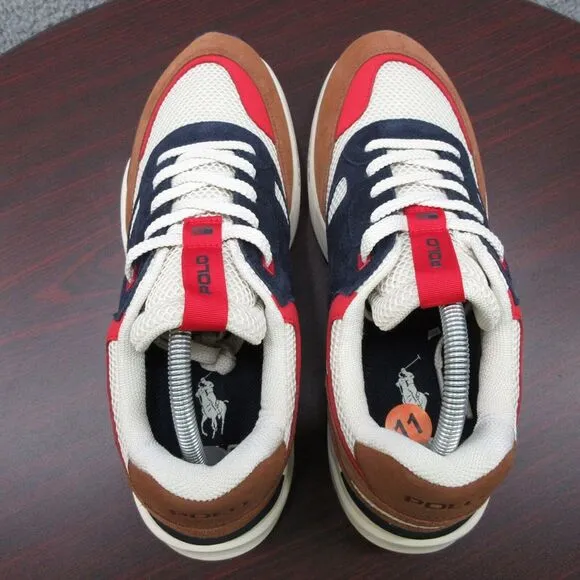 Polo Ralph Lauren Jogger Suede Mesh Shoes Sneakers Mens 11 Navy‎ Teak Brown