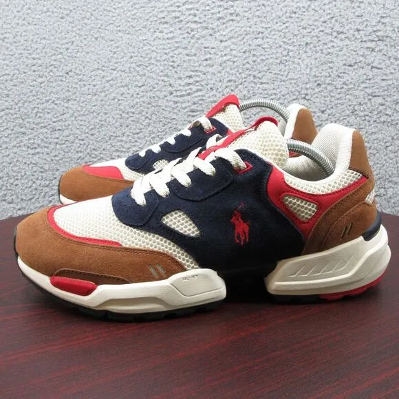 Polo Ralph Lauren Jogger Suede Mesh Shoes Sneakers Mens 11 Navy‎ Teak Brown